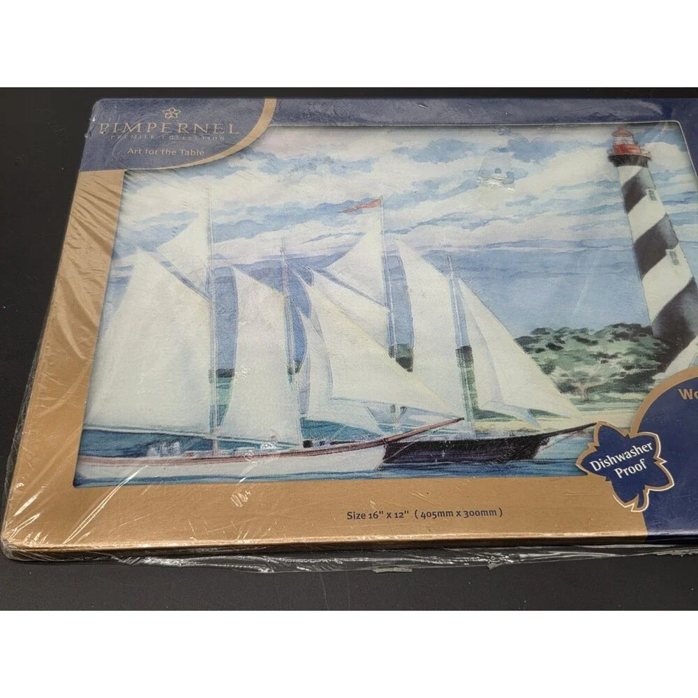 Pimpernel Glass Worktop Saver Regatta Sailboats 16 X 12